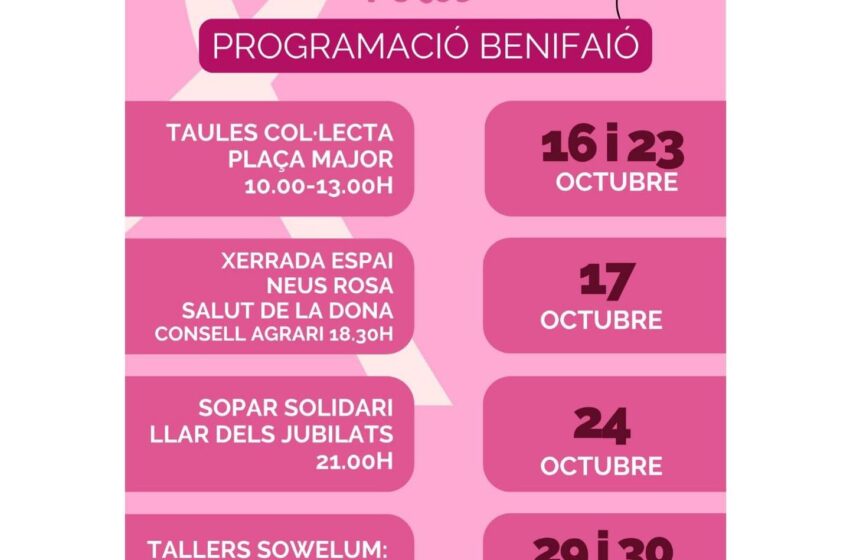  “Octubre Rosa” a Benifaió: un mes solidari contra el càncer de mama